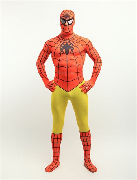 multicolor lycra spandex spiderman zentai suits orange and yellow halloween spider man cosplay