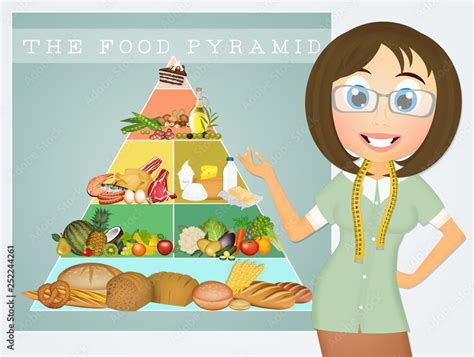 Nutritionist With Food Pyramid Stock Illustration Adobe Stock