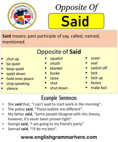 Opposite Of Said Antonyms Of Said Meaning And Example Sentences