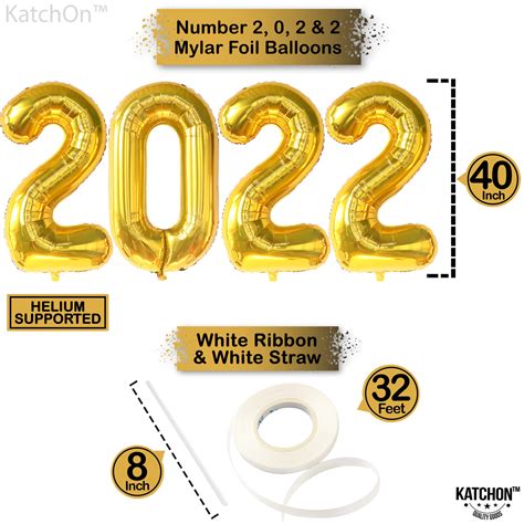 Huge Happy New Year Decorations 2022 Set Large 40 Inch Gold 2022