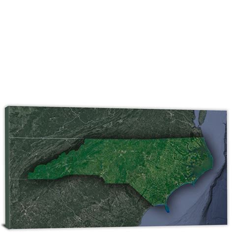 North Carolina State Satellite Map 2022 Canvas Wrap