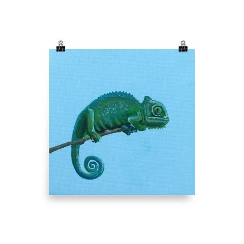 Chameleon Poster Print Of An Acrylic Painting Etsy