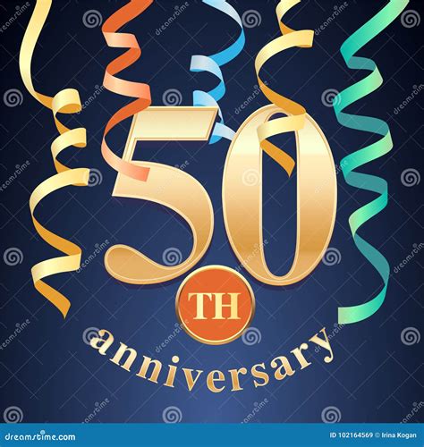 50 Years Anniversary Celebration Vector Icon Logo Stock Vector