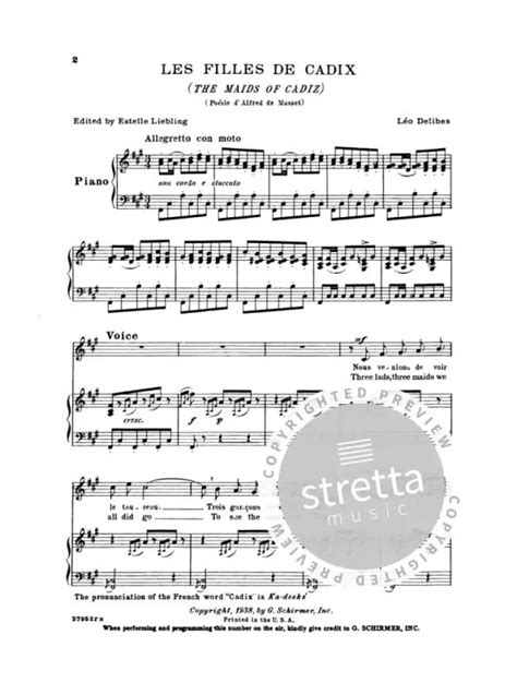 Les Filles De Cadix The Maids Of Cadiz From Léo Delibes Buy Now In The Stretta Sheet Music Shop