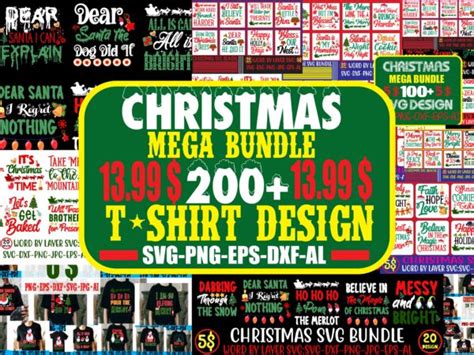 Christmas Mega Bundle ,200 T-shirt Design stmas svg mega bundle ,220