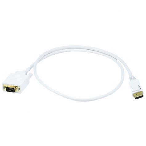 Monoprice White Cable Adapter Displayport Vga Cable 3 Ft Length