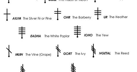 Ogham Celtic Tree Symbols And Meanings