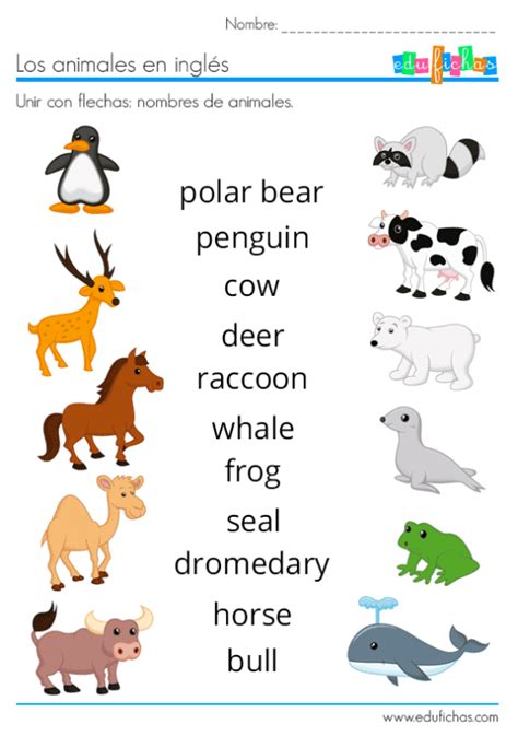 Nombres De Los Animales En Inglés Para Enseñar A Niños