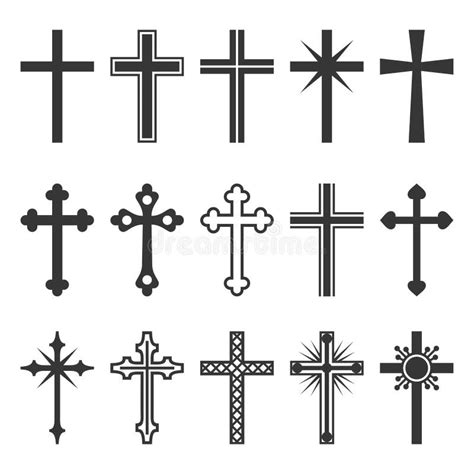 Christian Cross Icons Set On White Background Vector Stock Vector