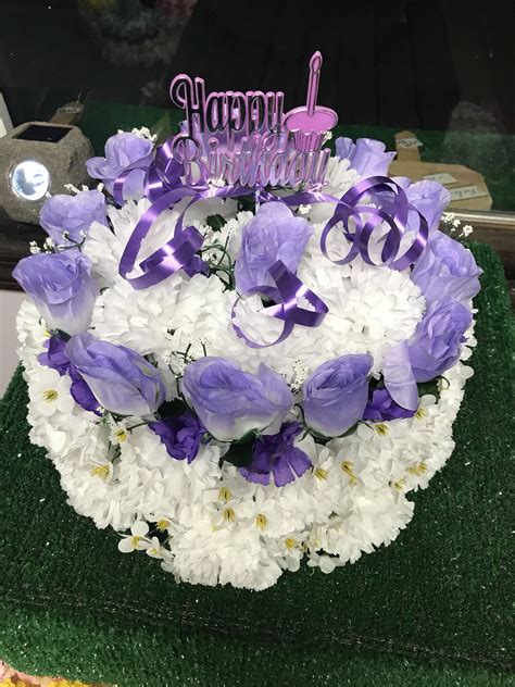 Silk Birthday Cake Cemetery Flowers Memorial Floral Etsy