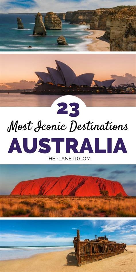 Australia With The Text 23 Most Iconic Destinations In Australia On