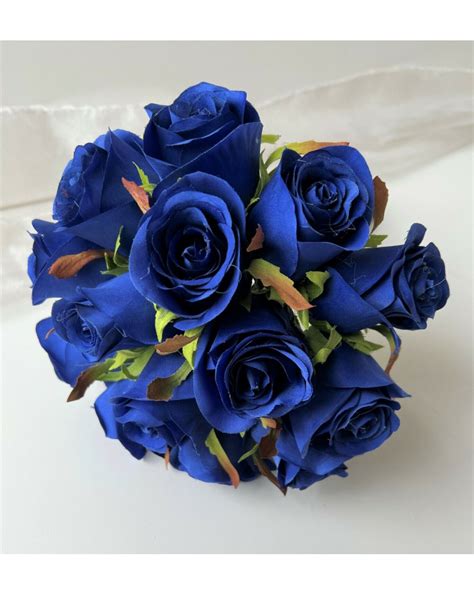 Navy Blue Roses Wedding Flowers Bouquet Artificial Pre Made Rose Posy