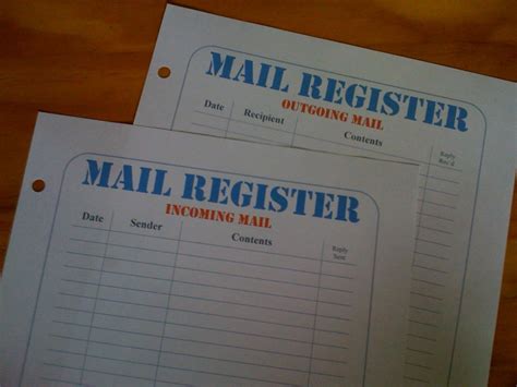 Editable Mail Register Printable Forms Paperbased Incoming Mail Log