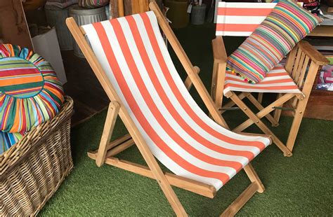 Orange And White Striped Deck Chair Canvas The Stripes Company Uk
