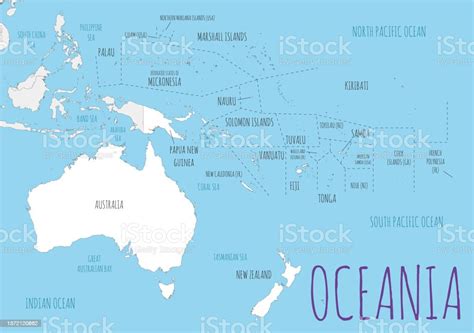 Vetores De Ilustração Do Vetor Do Mapa Da Oceania Política Com Países