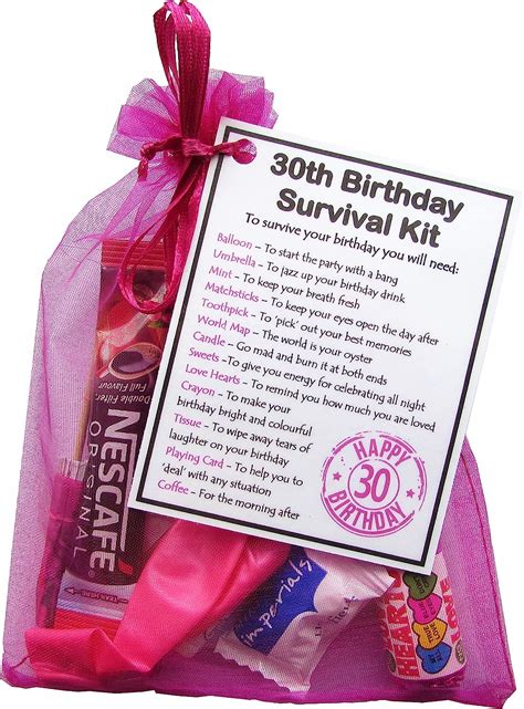 30th Birthday Survival Kit T Novelty 30th T For Her Pink Bag