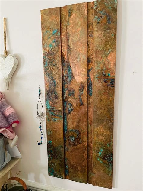 Modern Large Copper Patina Wall Art Weathered Pure Copper Etsy