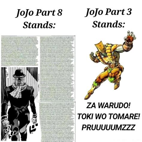 Jojo Part 8 Stands Jojo Part 3 Stands Za Warudo Toki Wo Tomare