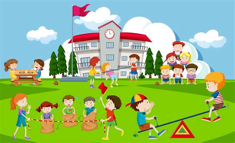 Kids Playing At School Playground 294073 Vector Art At Vecteezy