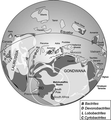 Early Devonian 400 Ma Palaeogeographic Reconstruction Showing The