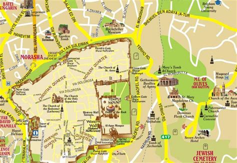 Mount Of Olives Map Map Of Mount Of Olives And Jerusalem Israel