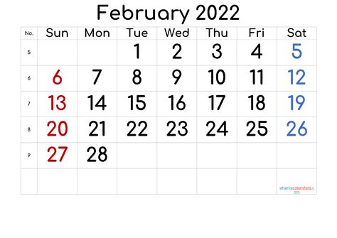 February 2022 Printable Calendar 6 Templates