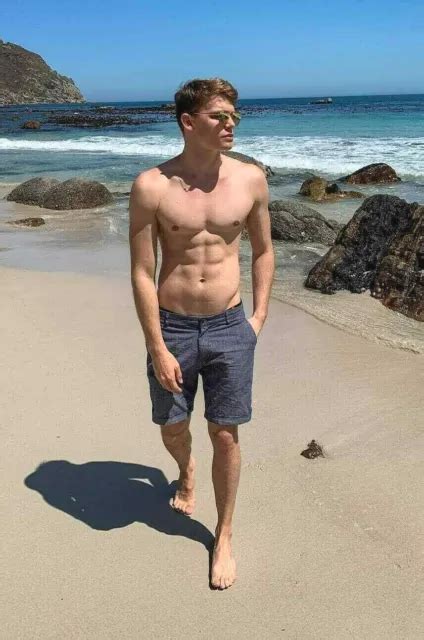 Shirtless Male Muscular Bare Foot Beach Hunk Jock Walking Beefcake My