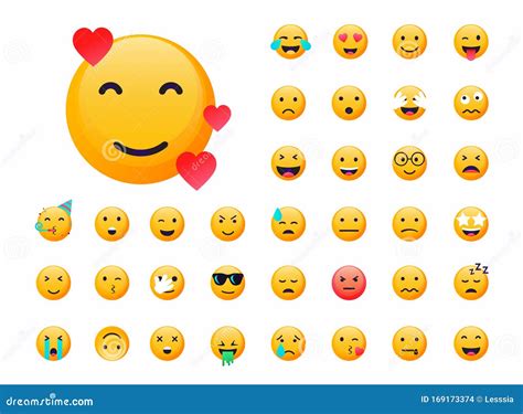 Set Of Emoticons Emoji Flat Design Avatar Vector Illustration