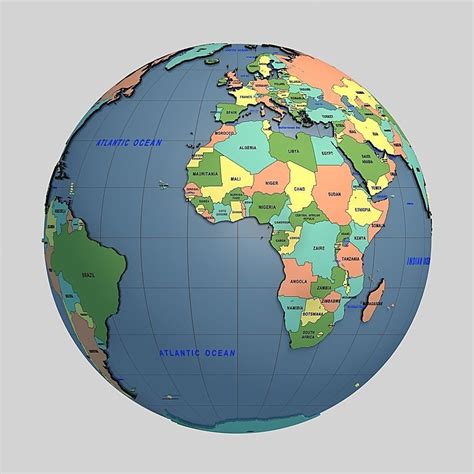 Earth Globe 3d World Map With Grey Political Map Of Countries Dropping