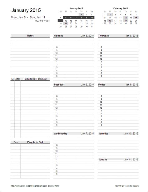 Weekly Planner Template Free Printable Weekly Planner For Excel
