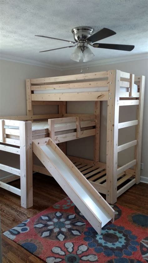 Sydney L Shaped Custom Triple Bunk Bed With Slide Bunk Bed With Slide