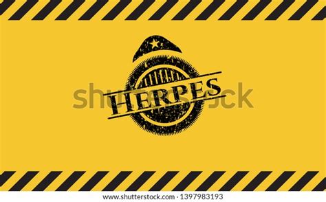 Herpes Black Grunge Emblem Inside Yellow Stock Vector Royalty Free