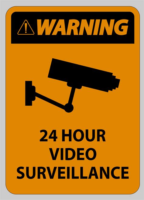Warning Sign Cctv 24 Hour Video Surveillance 3730058 Vector Art At Vecteezy