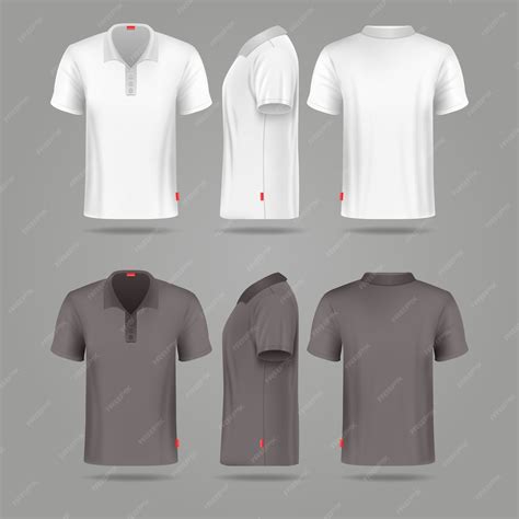 Premium Vector White Black Mens Polo T Shirt Front Back And Side