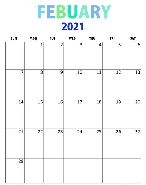 Just click print right from your browser. Bold & Simple February 2021 Calendar Word Template - One ...