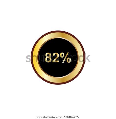 82 Percent Sign Gold Color Isolated Stock Vector Royalty Free