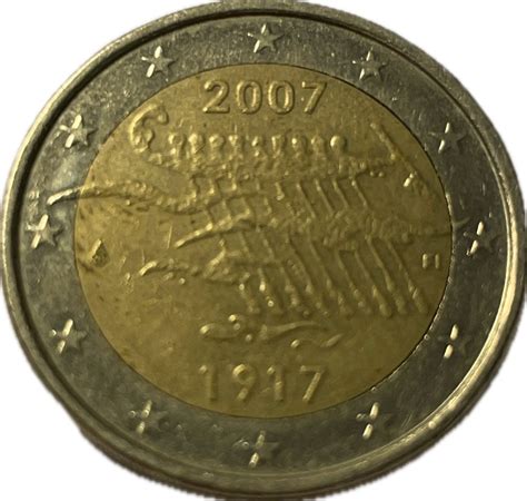 2 Euros Indépendance De La Finlande 2007 Moedas Euro Finlândia