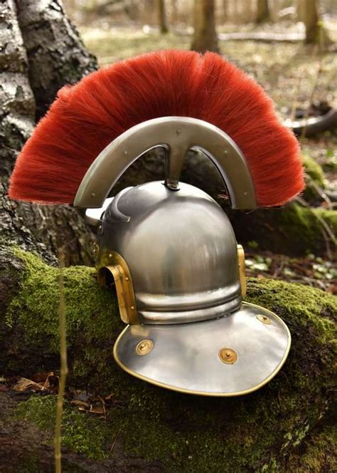 Roman Centurion Helmet With Plume And Leather Liner Steel Battle