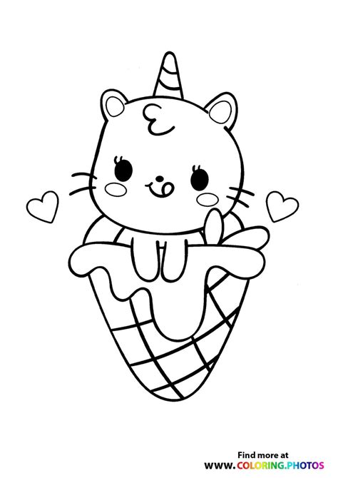unicorn cat   ice cream coloring pages  kids