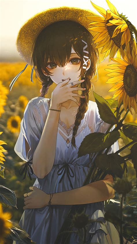 Anime Girl Sunflower Field Scenery 4k Hd Wallpaper Rare Gallery