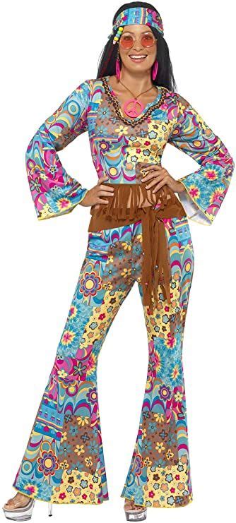 smiffy s women s hippy flower power costume clothing hippie fancy dress costume