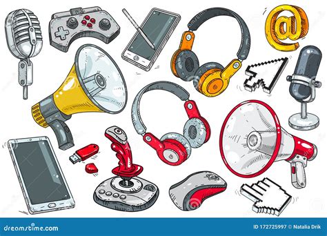 Doodle Hand Drawing Set Of Gadget Concept Vector Illustration Stock