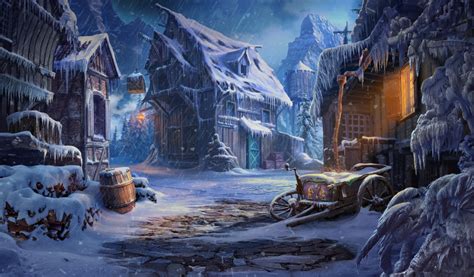 Old Barn In The Winter Village By Fantasy City Fantasy Village