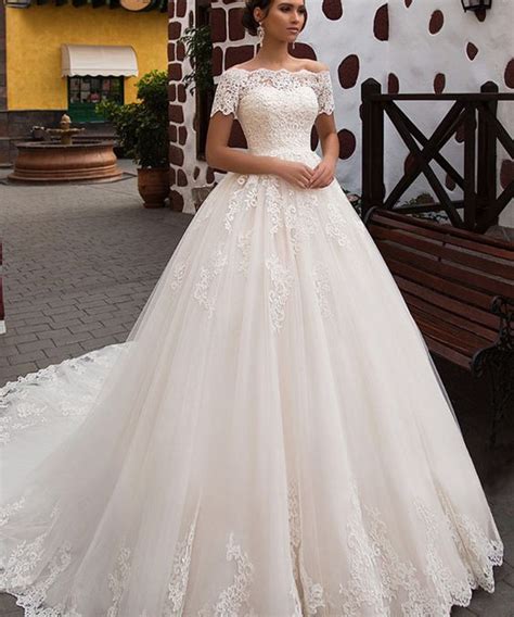 Pink wedding pictures are awesome (even if they do feel like a 'my little pony' + 'care bear' + 'hello kitty' pop collision)! Elegant Off the Shoulder Short Sleeves Ball Gown Lace ...