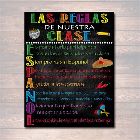 Español Classroom Rules Printable Poster High School Spanish Etsy