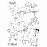Mushroom Embroidery Patterns Mushrooms Drawing Pattern Template Coloring Printable Hand Designs Drawings Fairy Houses Transfers Draw sketch template