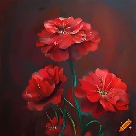 Painting Of Vibrant Red Flowers On Craiyon
