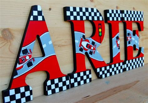 Race Car Theme Hand Painted Wooden Letters Price Is Per Letter Read