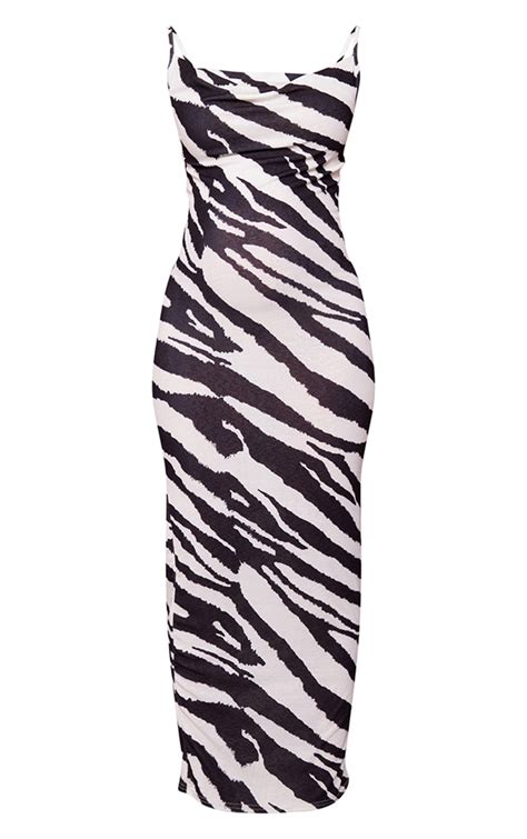 Maternity Monochrome Zebra Print Cowl Maxi Dress Prettylittlething