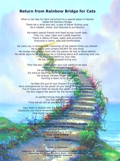 After free printable rainbow bridge poem for is te cuento to sing up! Return from Rainbow Bridge Inspirational Cards for Pet ...